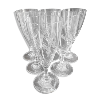 Champagne flutes in cut crystal