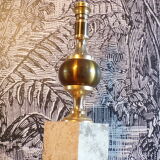 Travertine lamp foot and brass