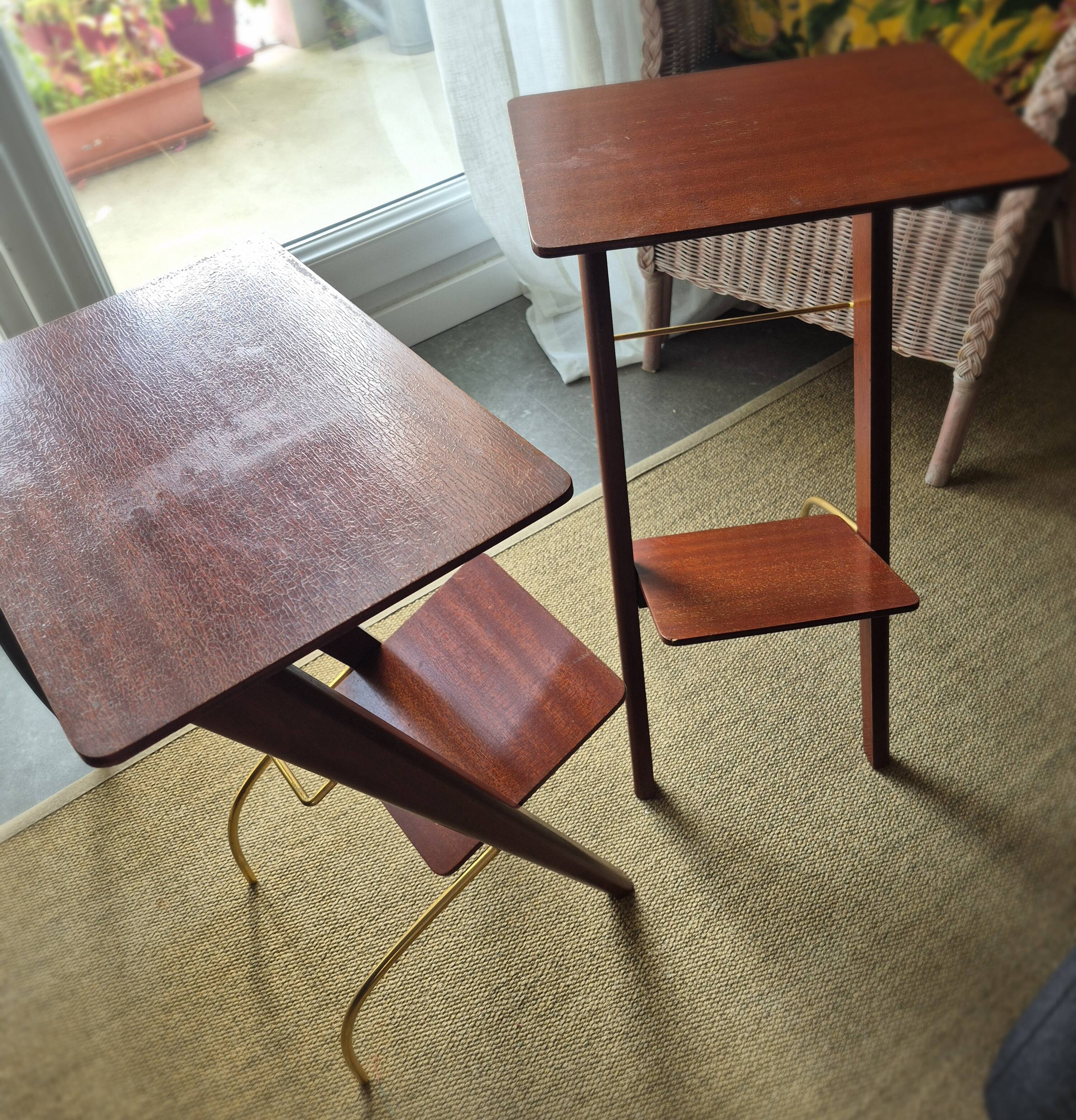 Pair of vintage 50s bedside tables or end tables