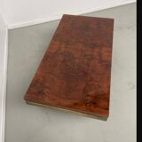 70s coffee table in brass and elm burl