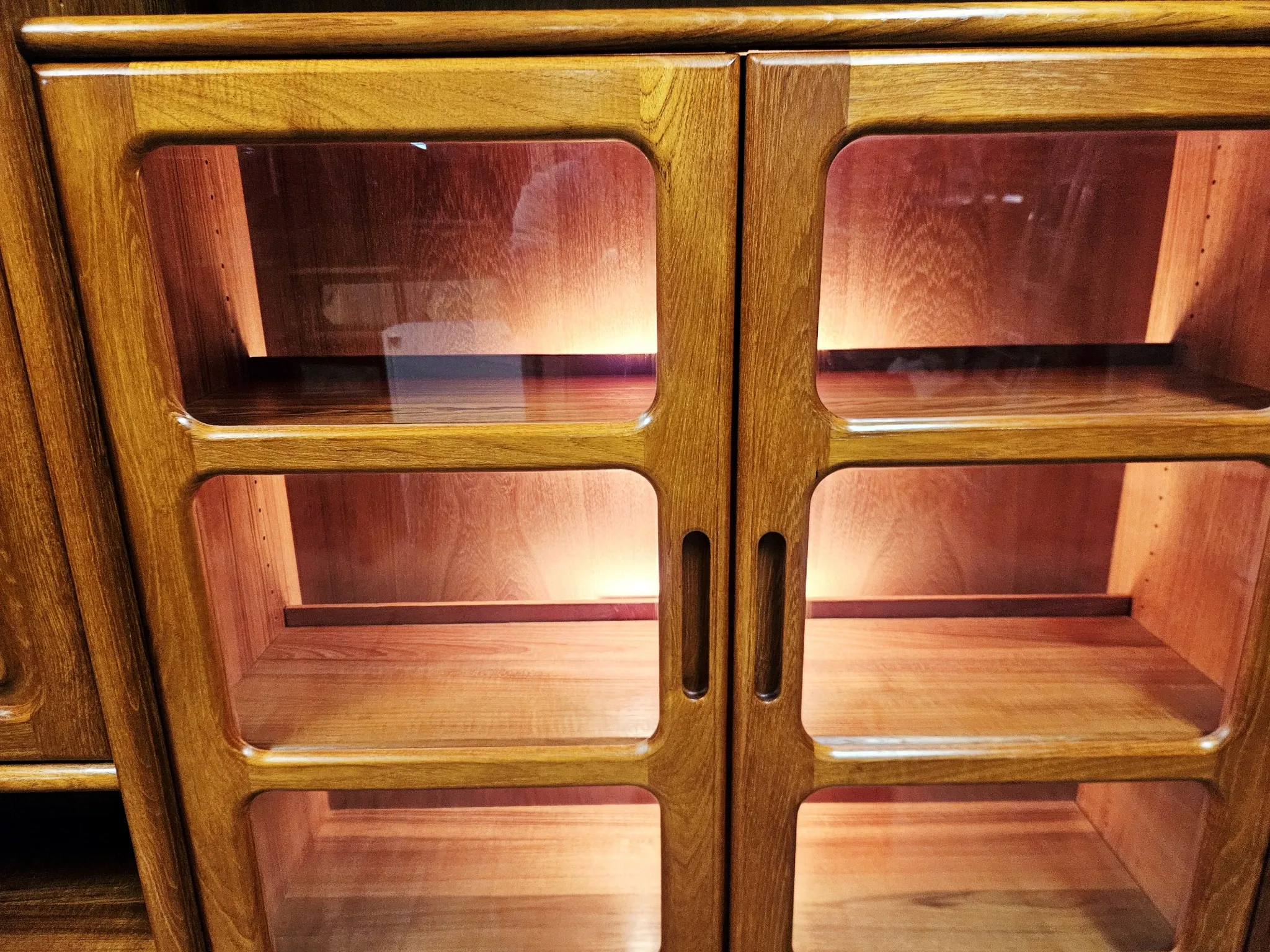 Multifunctional, modular shelving unit/wall system, teak, Denmark, 60s/70s