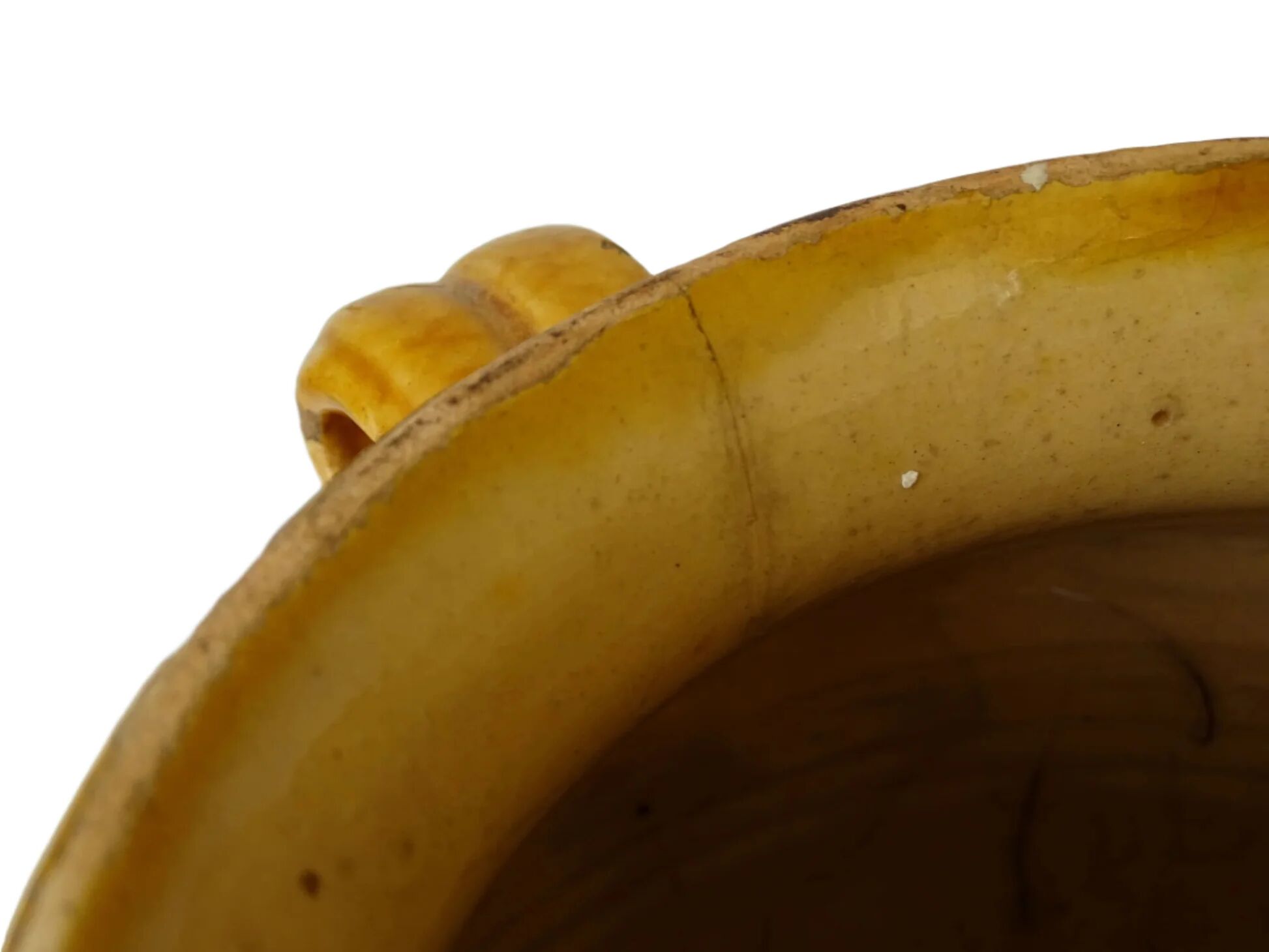 Pot à confit ancien français à glaçure jaune