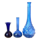 Blue glass bud vases