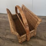 Vintage rattan magazine rack