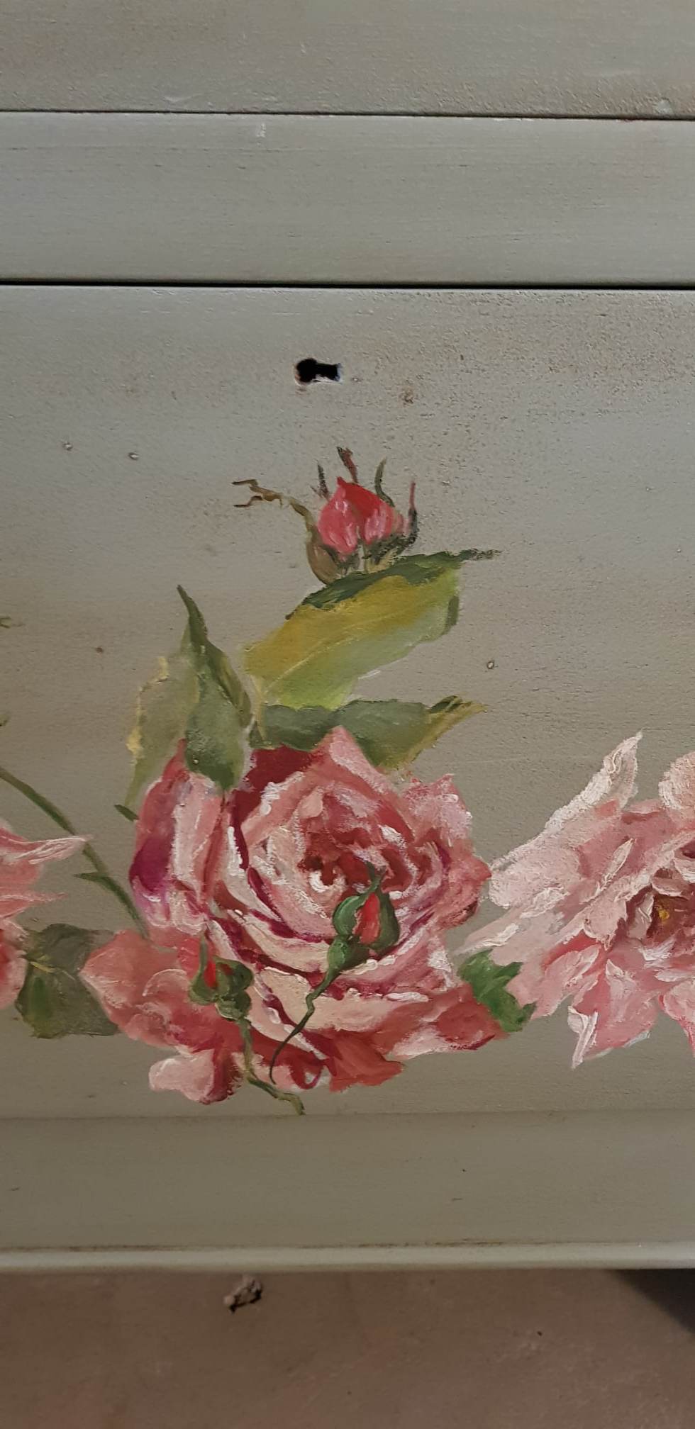 Old hand-painted English chest of drawers loom drawers