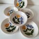 6 deep plates Poteries du Marais hand-painted floral decoration from the 60s and 70s