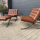 2x brand new original knoll barcelona relax + ottoman, venezia cognac leather