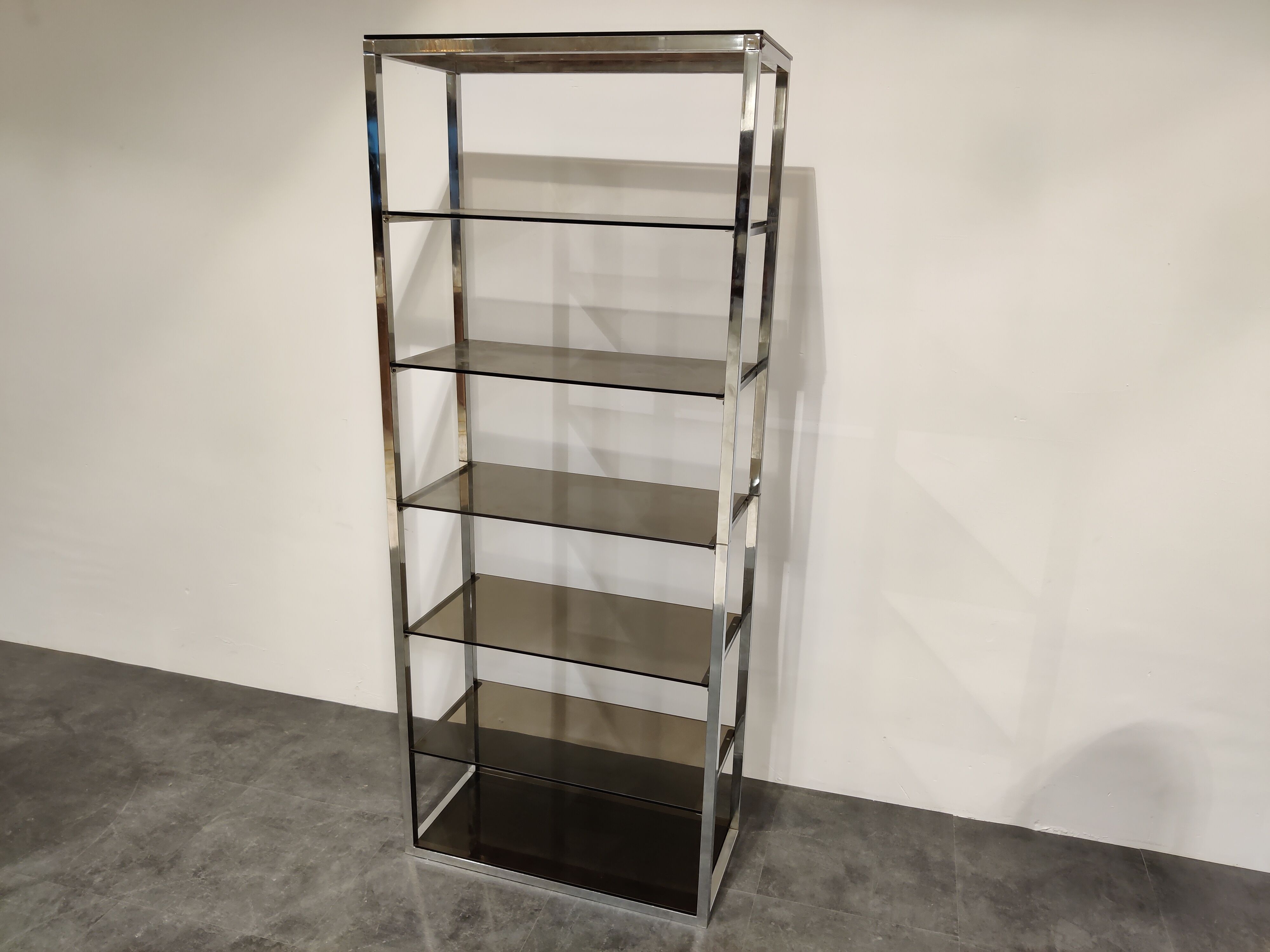 Vintage chrome bookcase, 1970