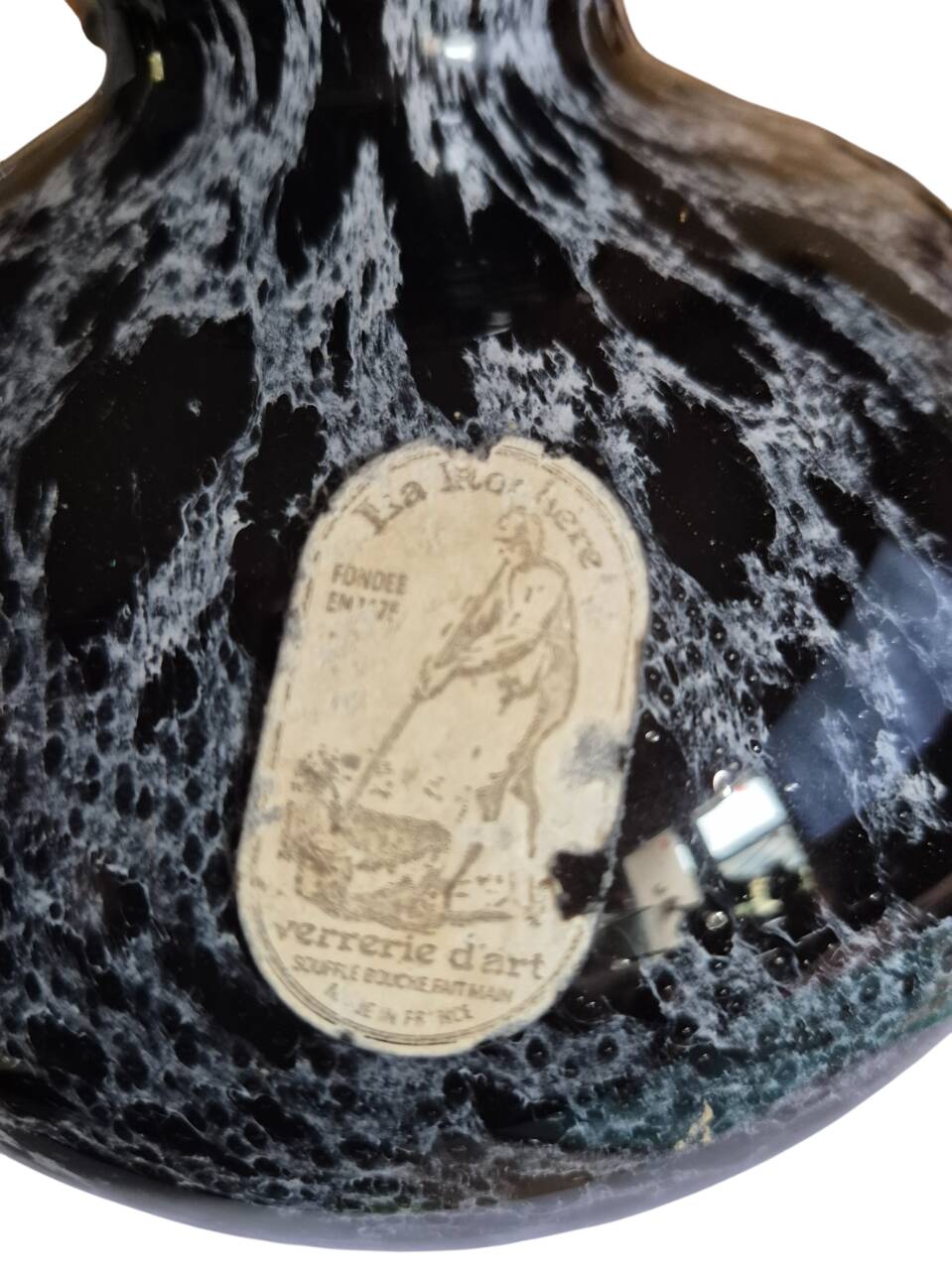 La Rochére marbled black and white ball vase, 20th century