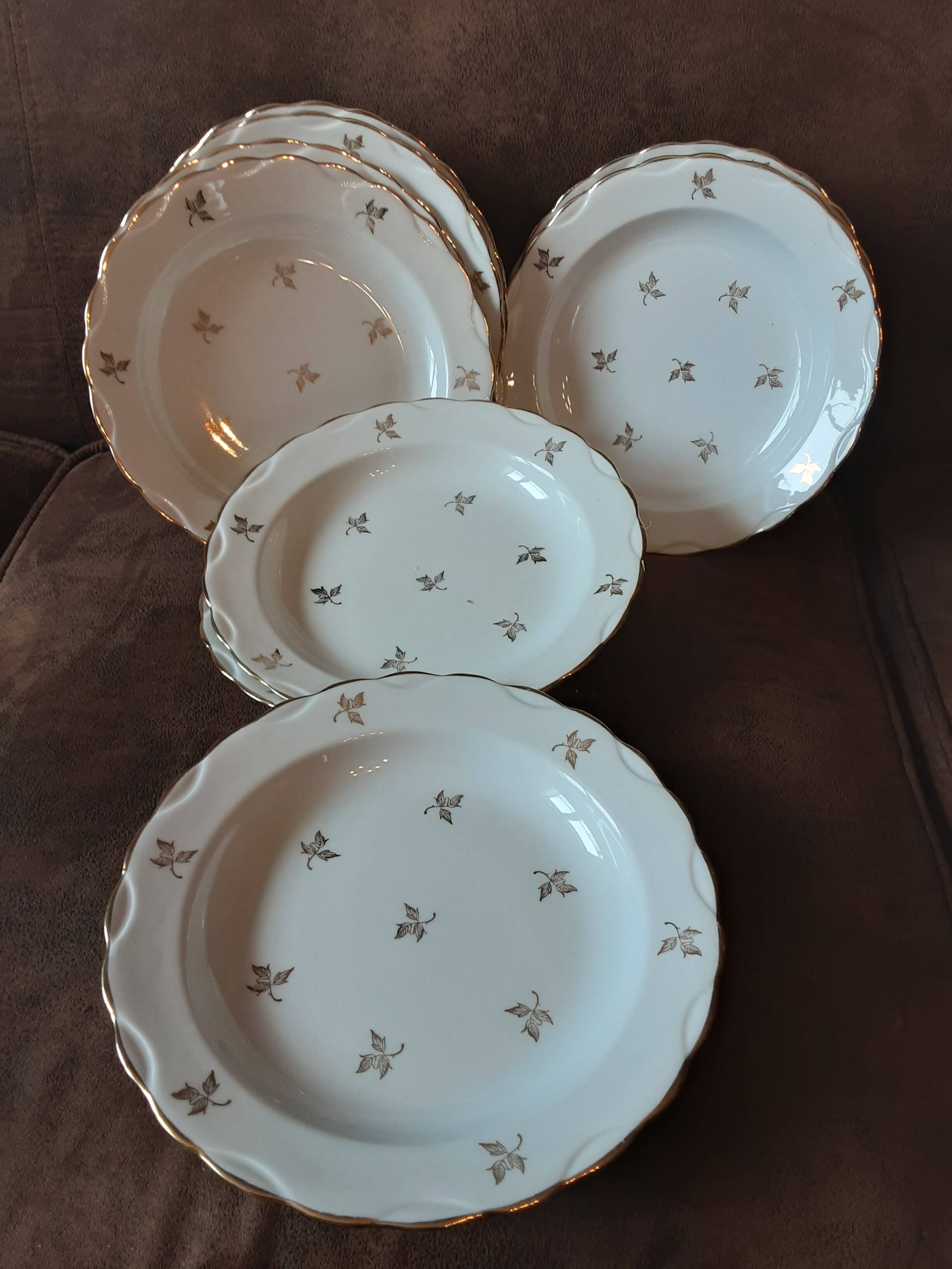Set of 9 S&M fine porcelain soup plates