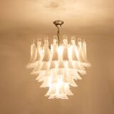 Murano glass chandelier in white and translucent glass