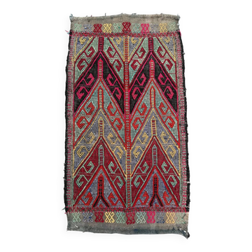 Vintage Turkish mini kilim 45x80 cm wool small kelim runner, shabby chic 2576