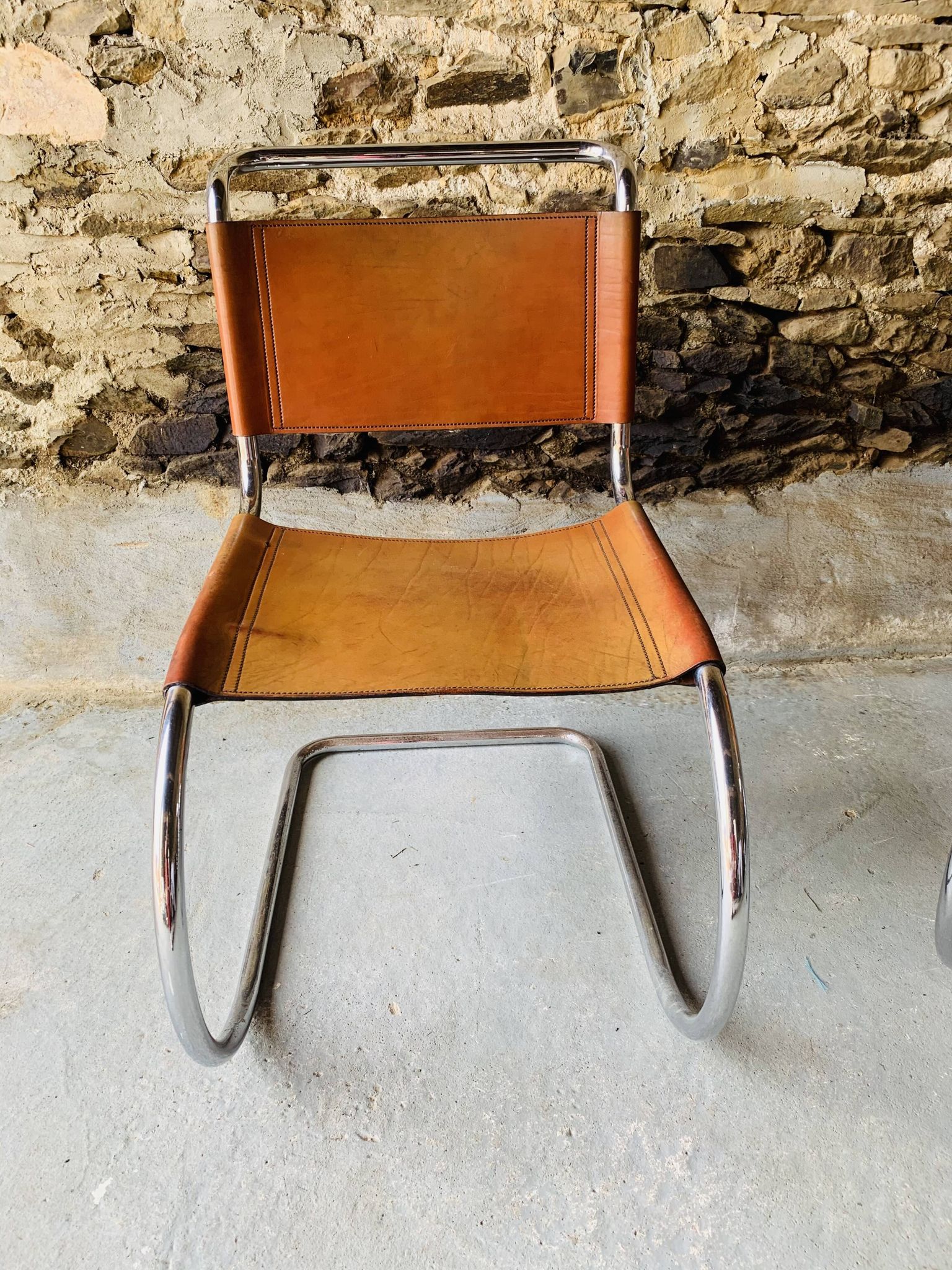 2 chairs MR10 by Ludwig Mies Van Der Rohe for Fasem, 1980