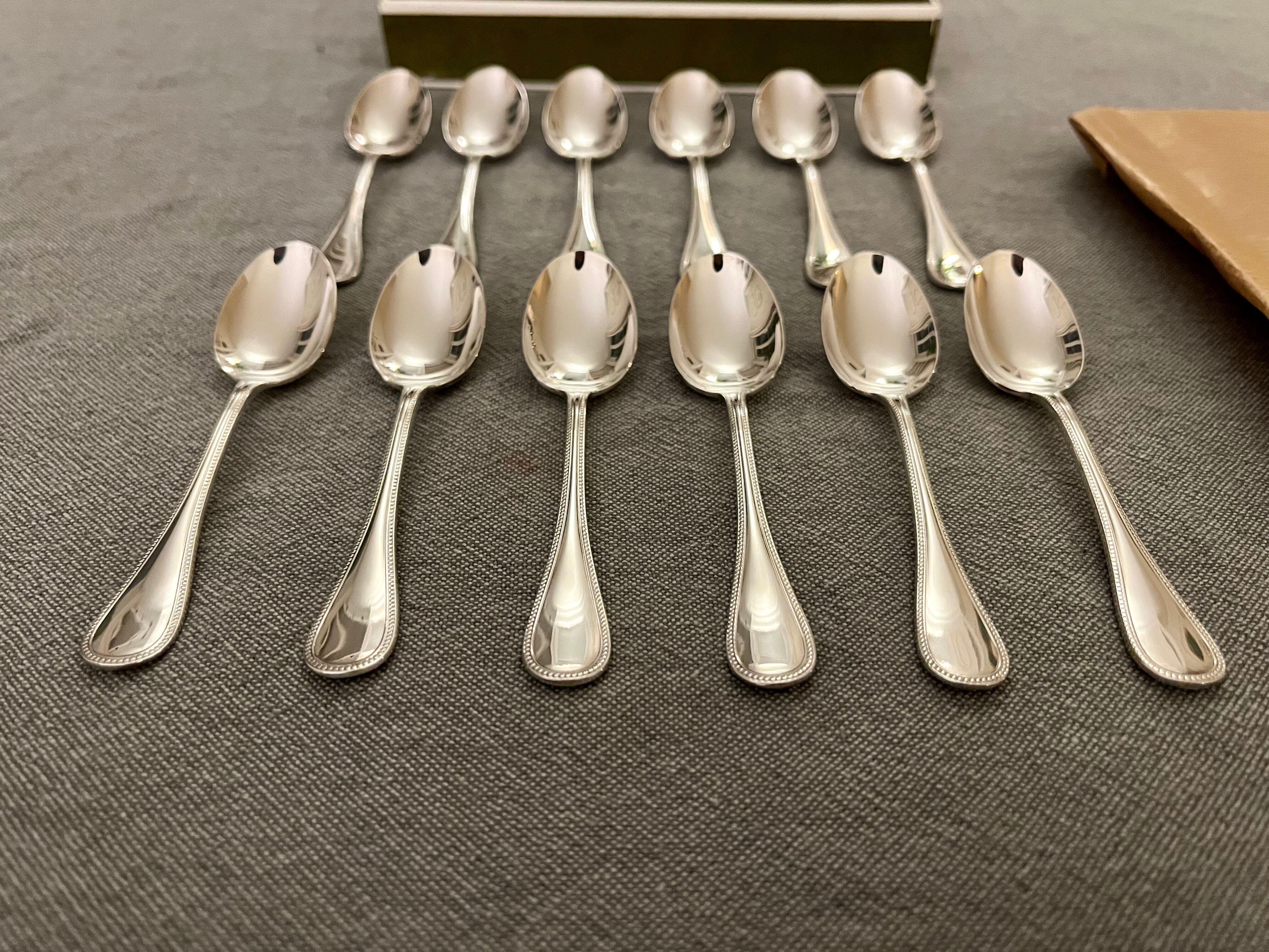 12 spoons Christofle Perle