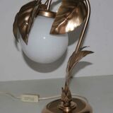 Vintage lamp or night light flowers metal and opaline L-- 70's years