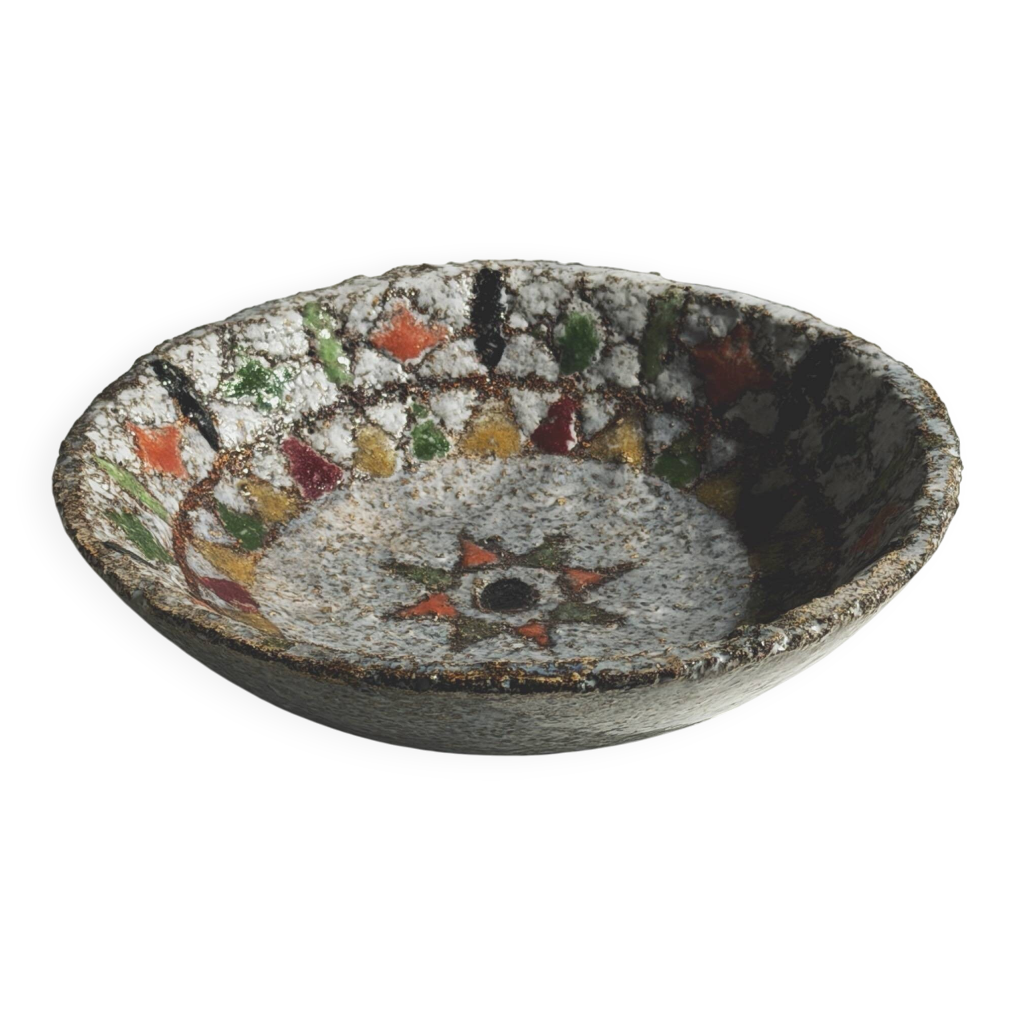 Stoneware bowl with chamotte by Fernande Kohler, Vallauris, around 1960.