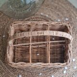 Vintage wicker bottle rack
