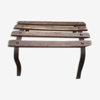 Garden foot rest in iron and wood nineteenth century