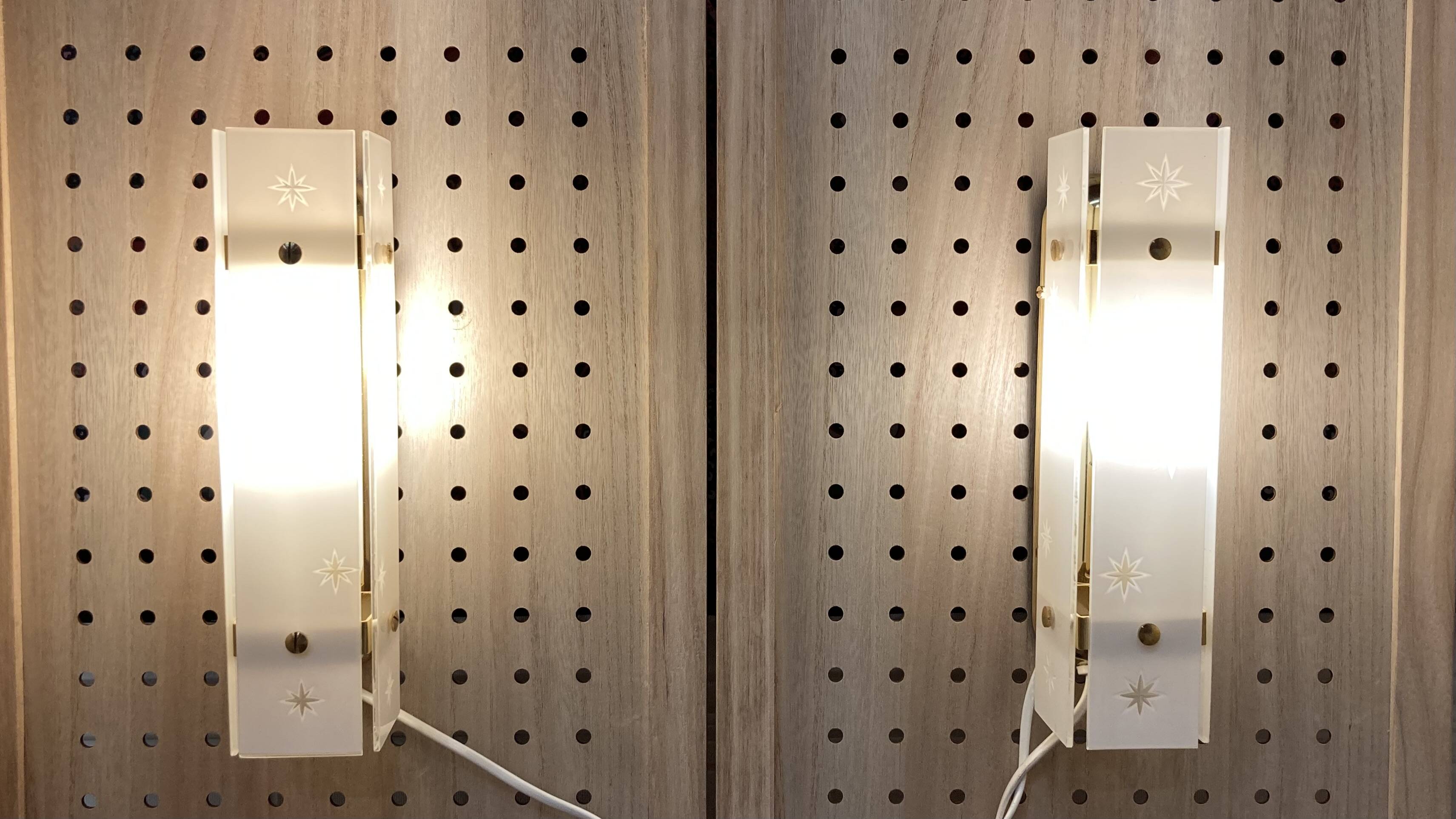 Pair of glass wall lights scandinavian design 1960.