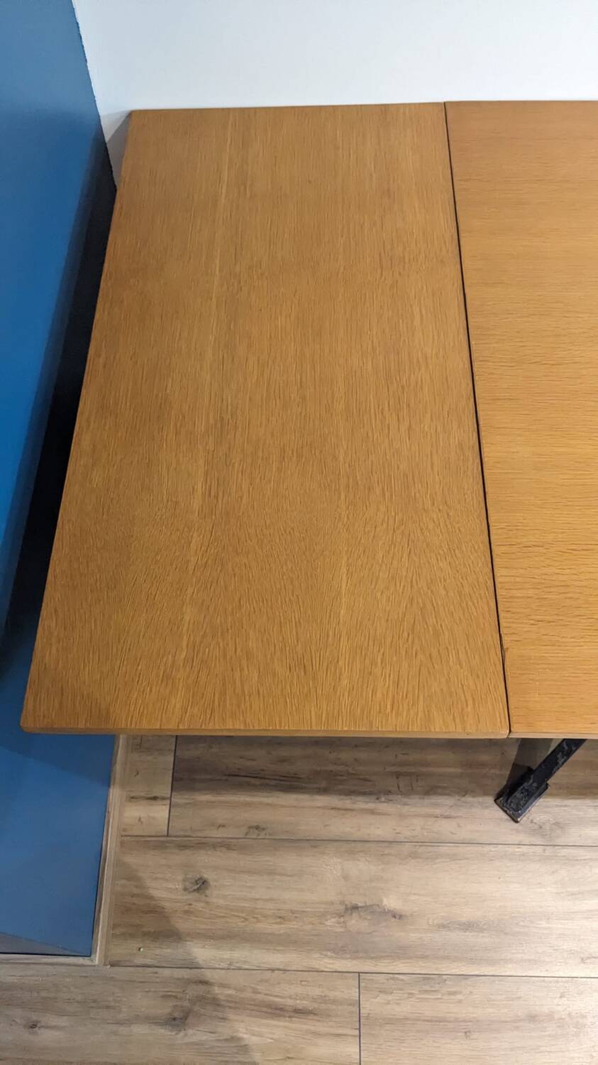 Extendable wooden and metal table, 80s