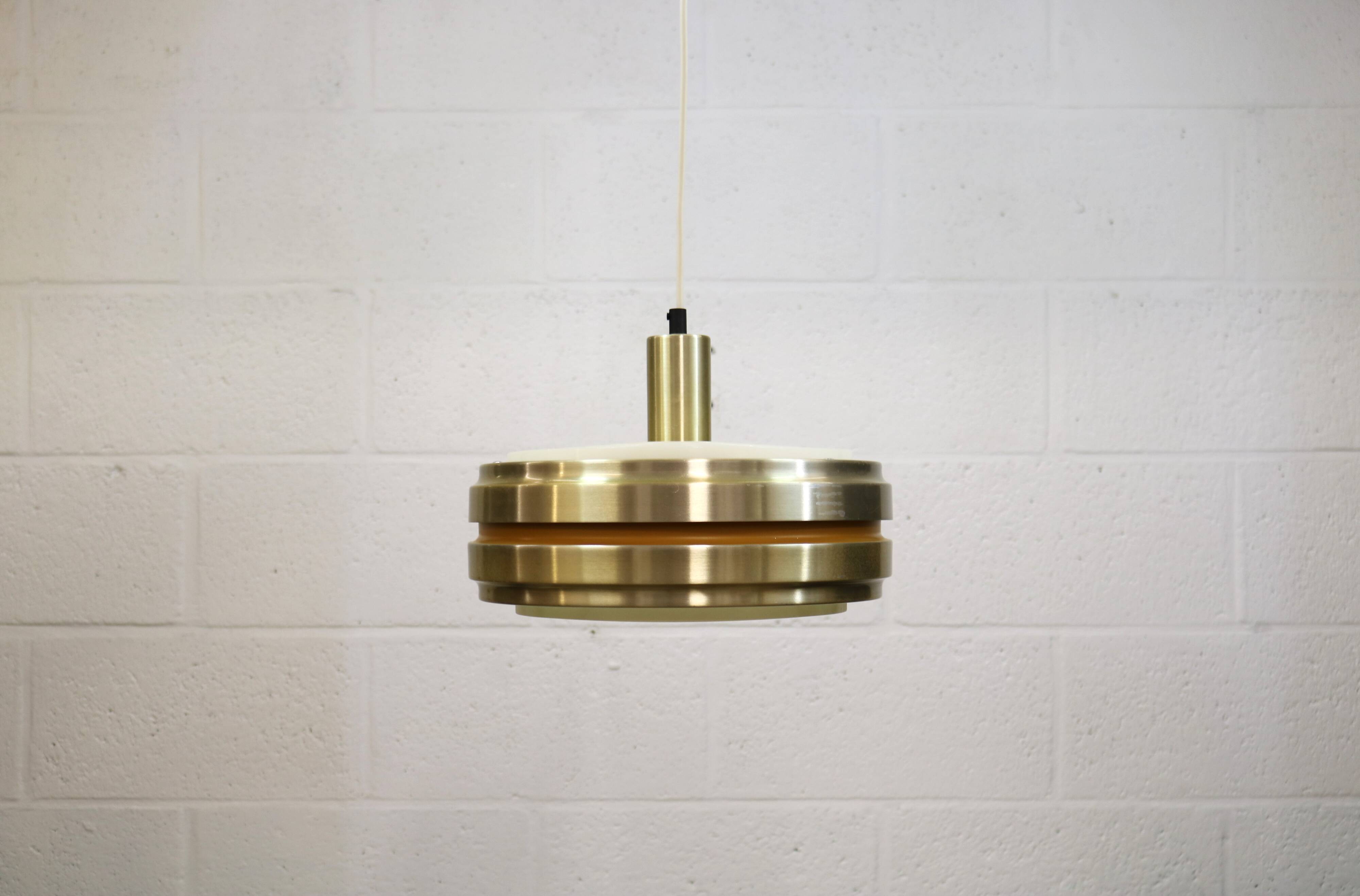 Golden vintage brass lamp: 1970s Scandinavian Mid-Century Modern