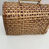 Cage Cat carrier basket in wicker/rattan, vintage