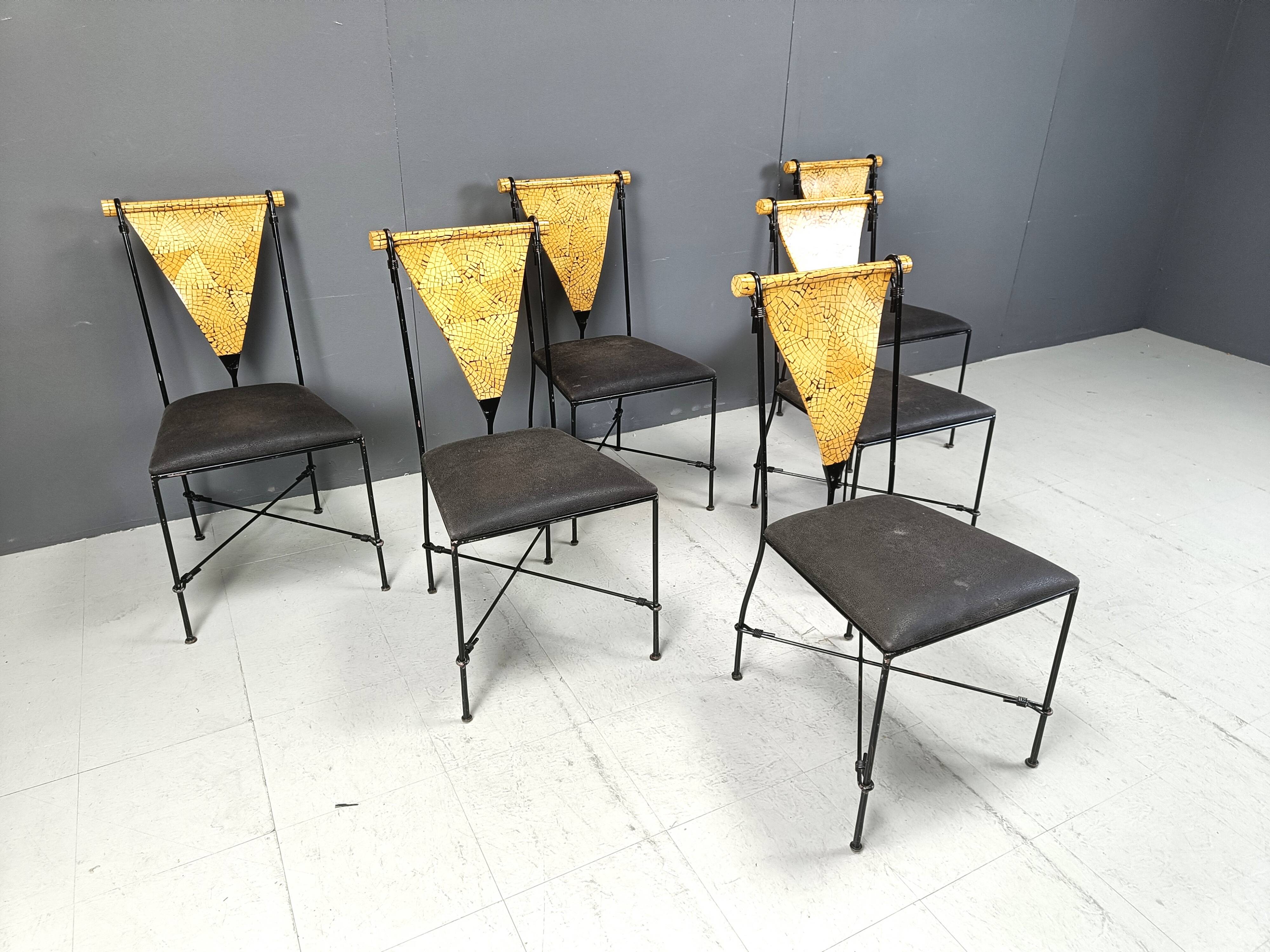 Set of 6 post modern dining chairs, 1970s
