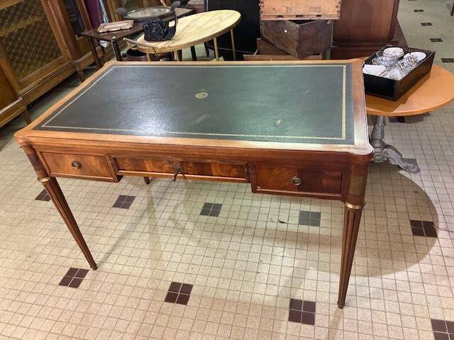 Louis XVI type desk in cherry wood and leather