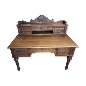 bureau en chêne à tiroirs