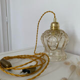 Pendant lamp with amber vintage globe