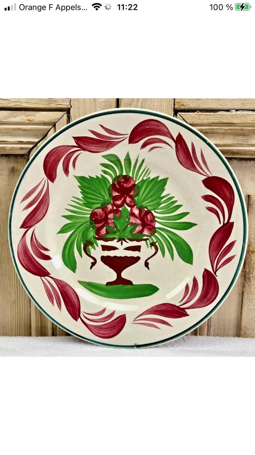 7 dessert plates XIX Sarreguemines stencil decoration