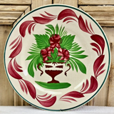 7 dessert plates XIX Sarreguemines stencil decoration