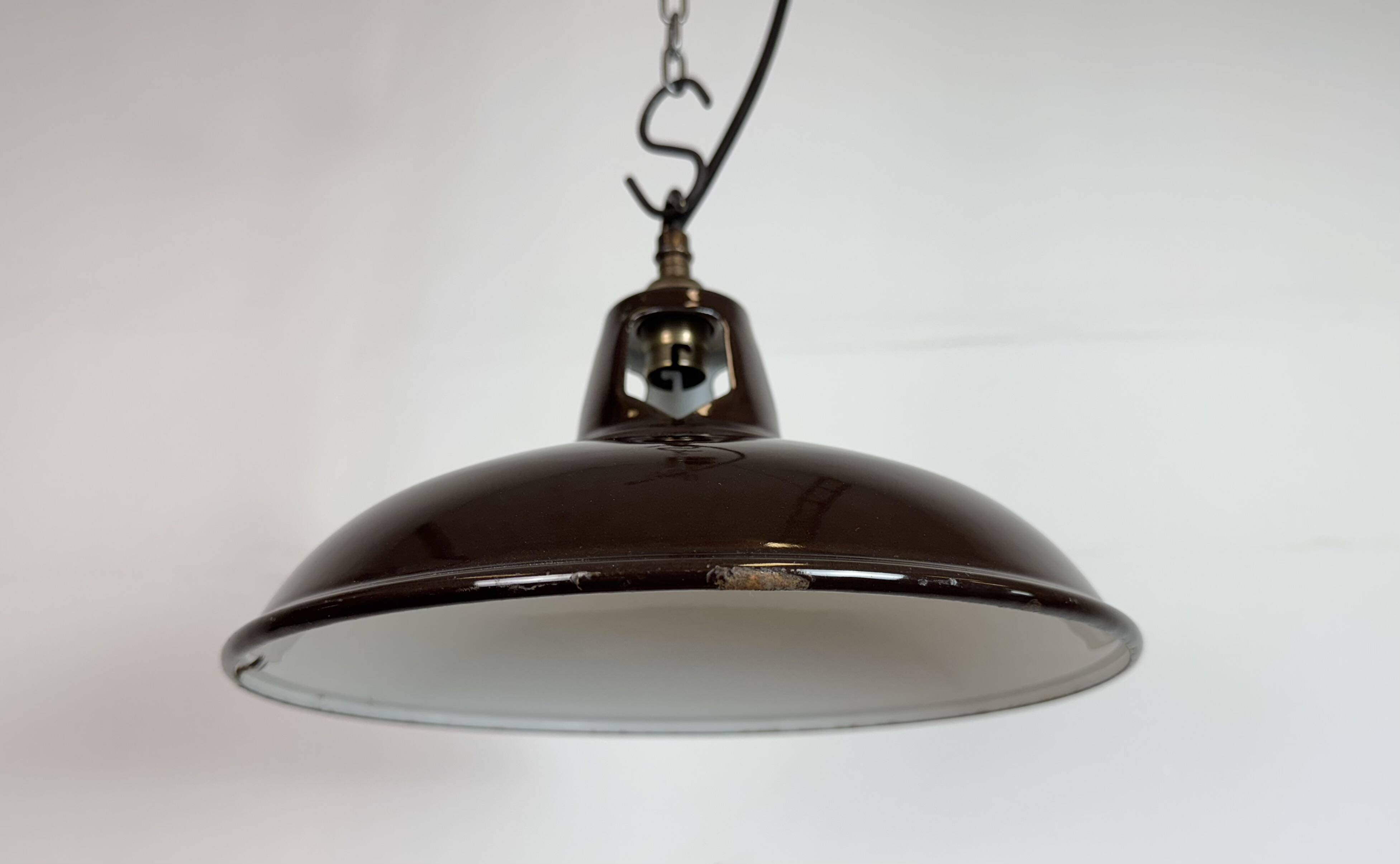 Industrial Brown Enamel Factory Pendant Lamp , 1960s