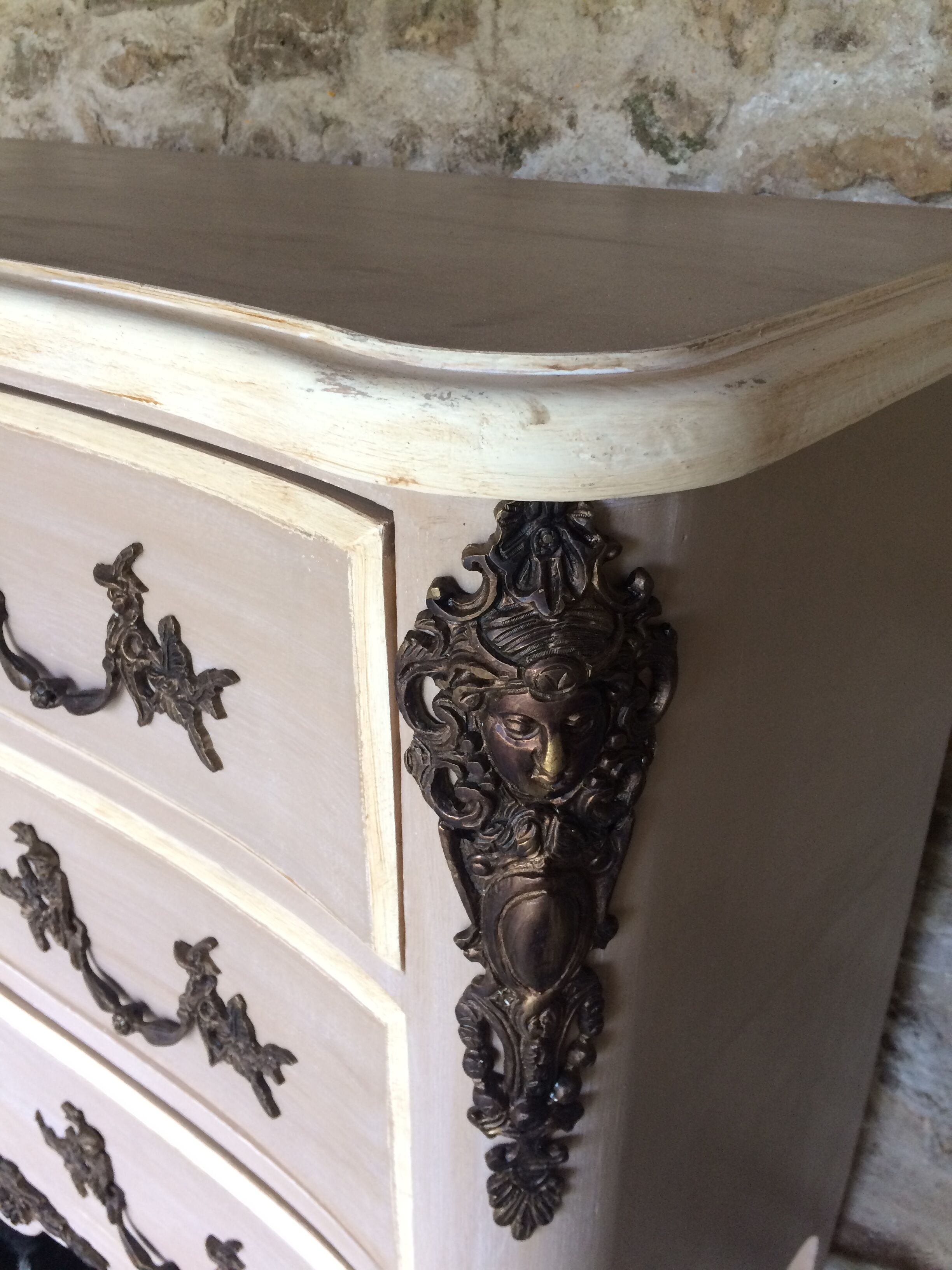 Curved chest of drawers 6 drawers of style xviiith patinated mole