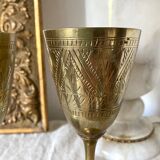 Chiseled Brass Chalice Wine Glasses