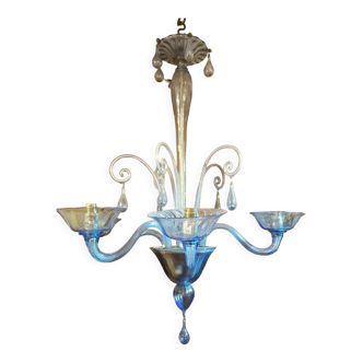 Lustre bleu Verre Murano