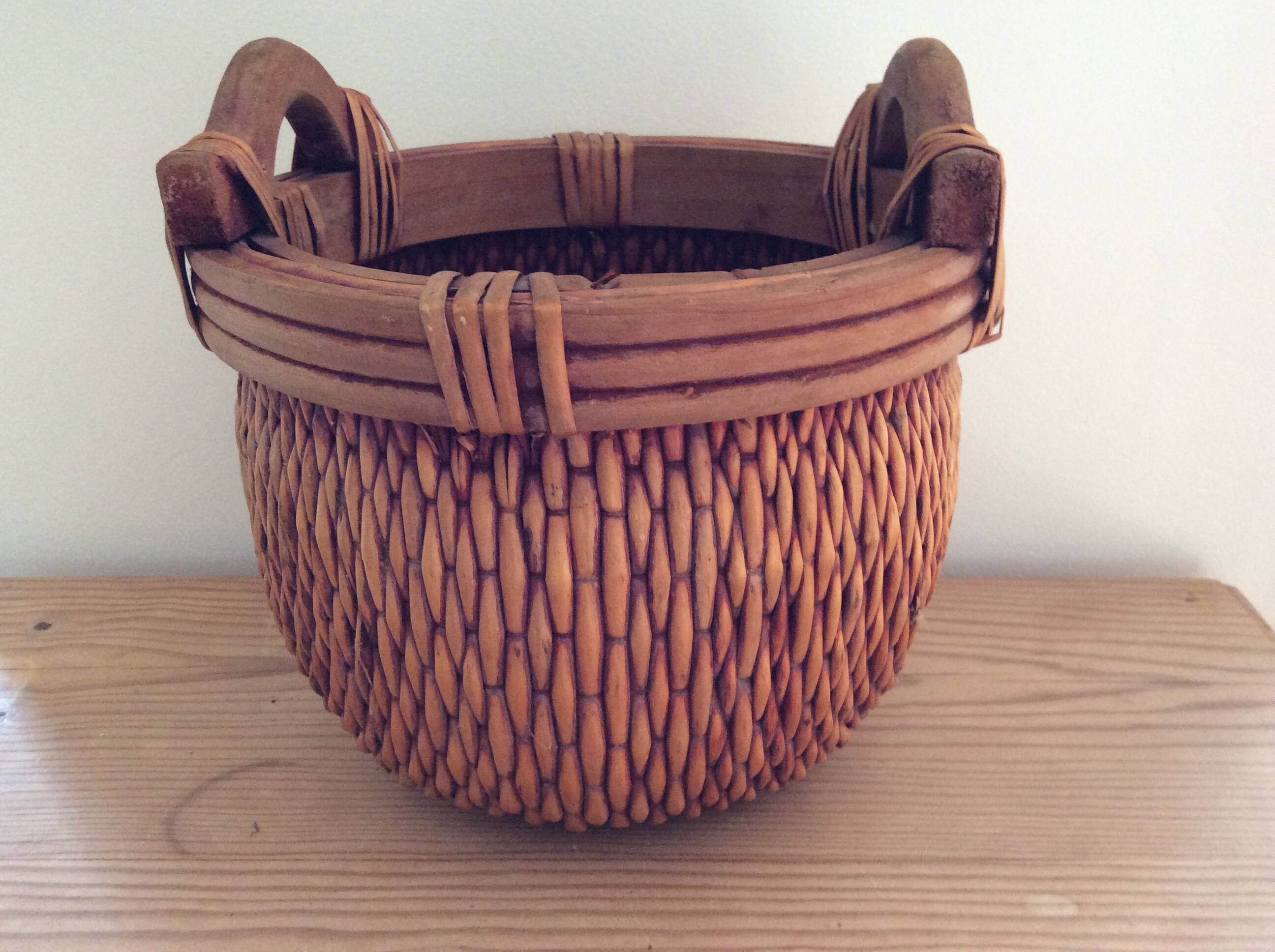 Wooden and wicker basket