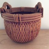 Wooden and wicker basket