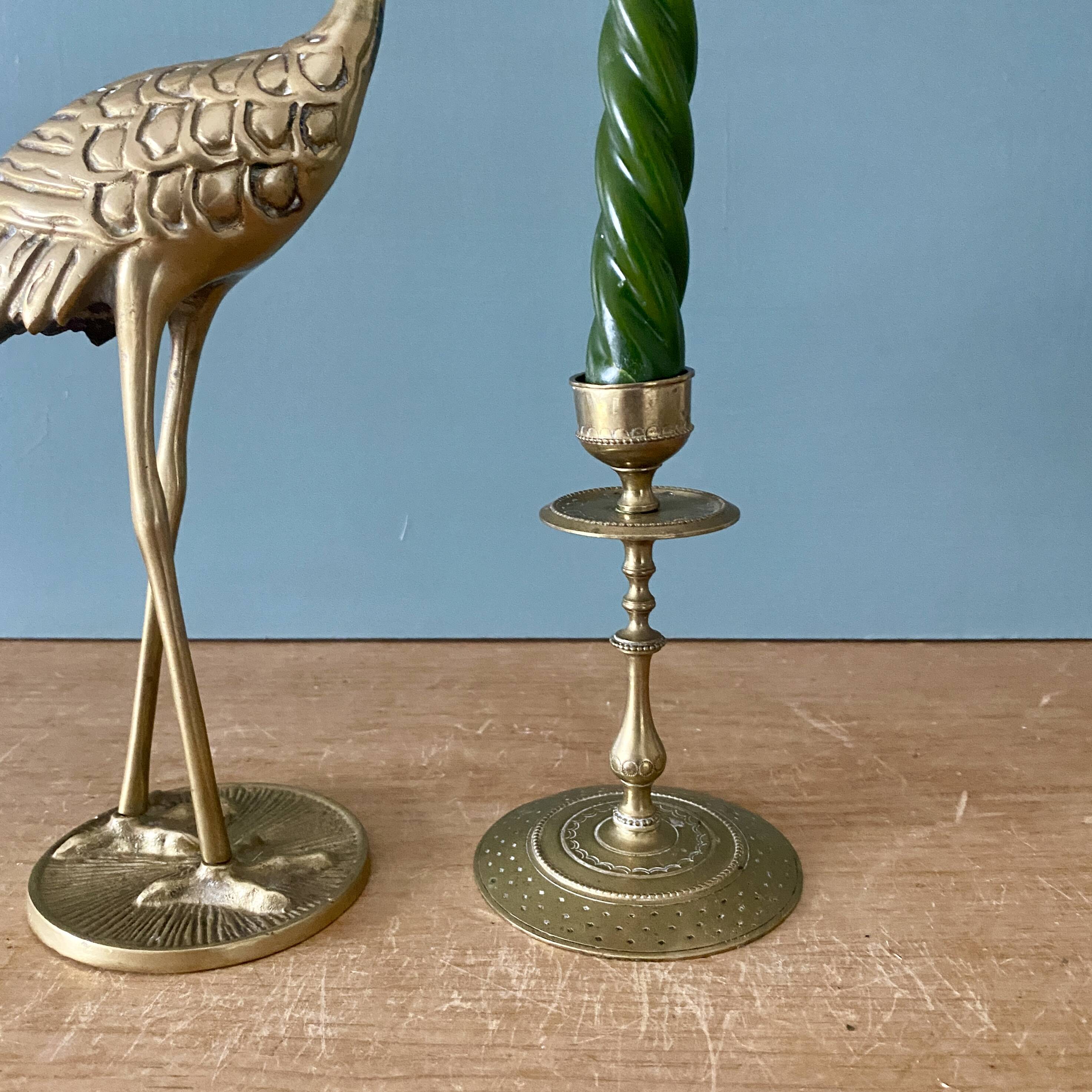 Antique brass candlestick holder