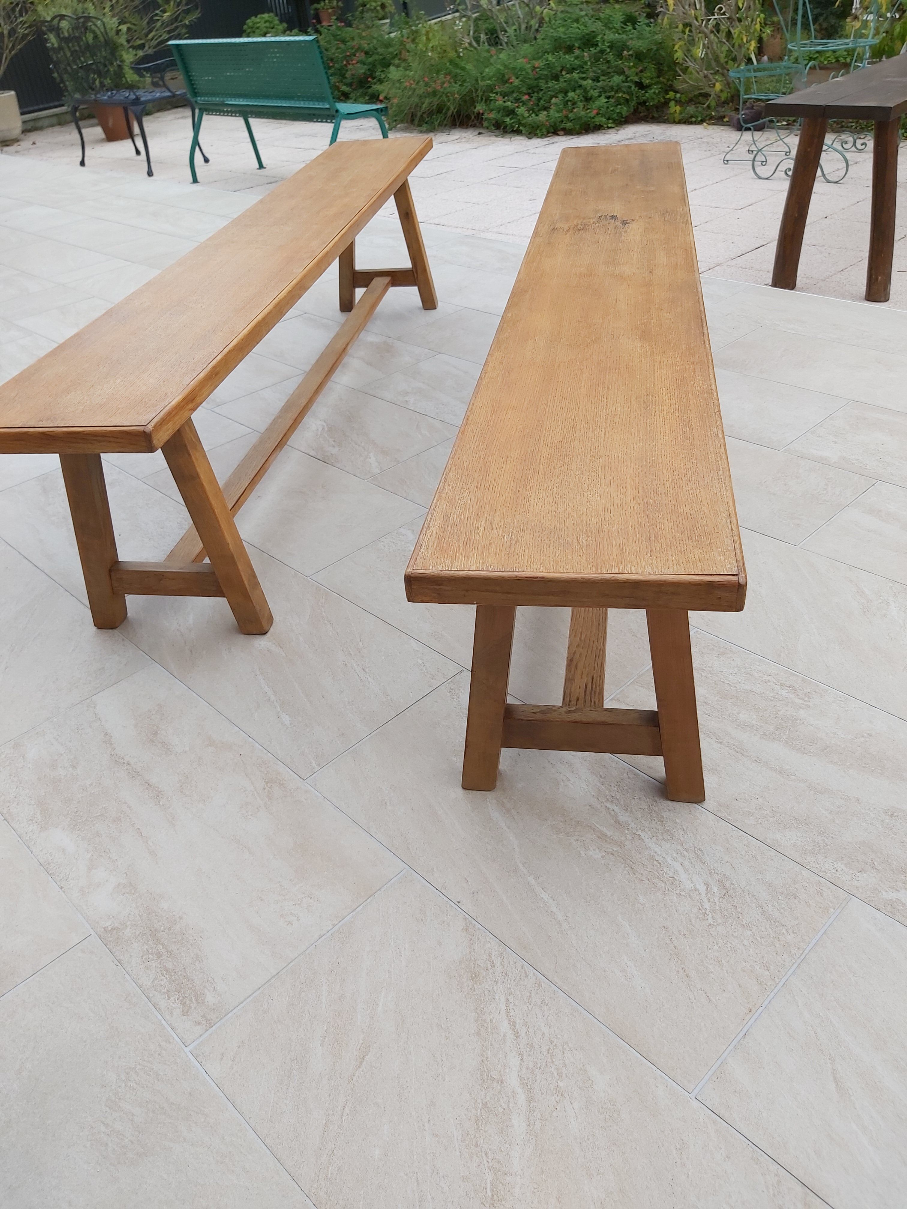 Pair of oak benches