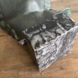 Greek head in patinated plaster with marble base