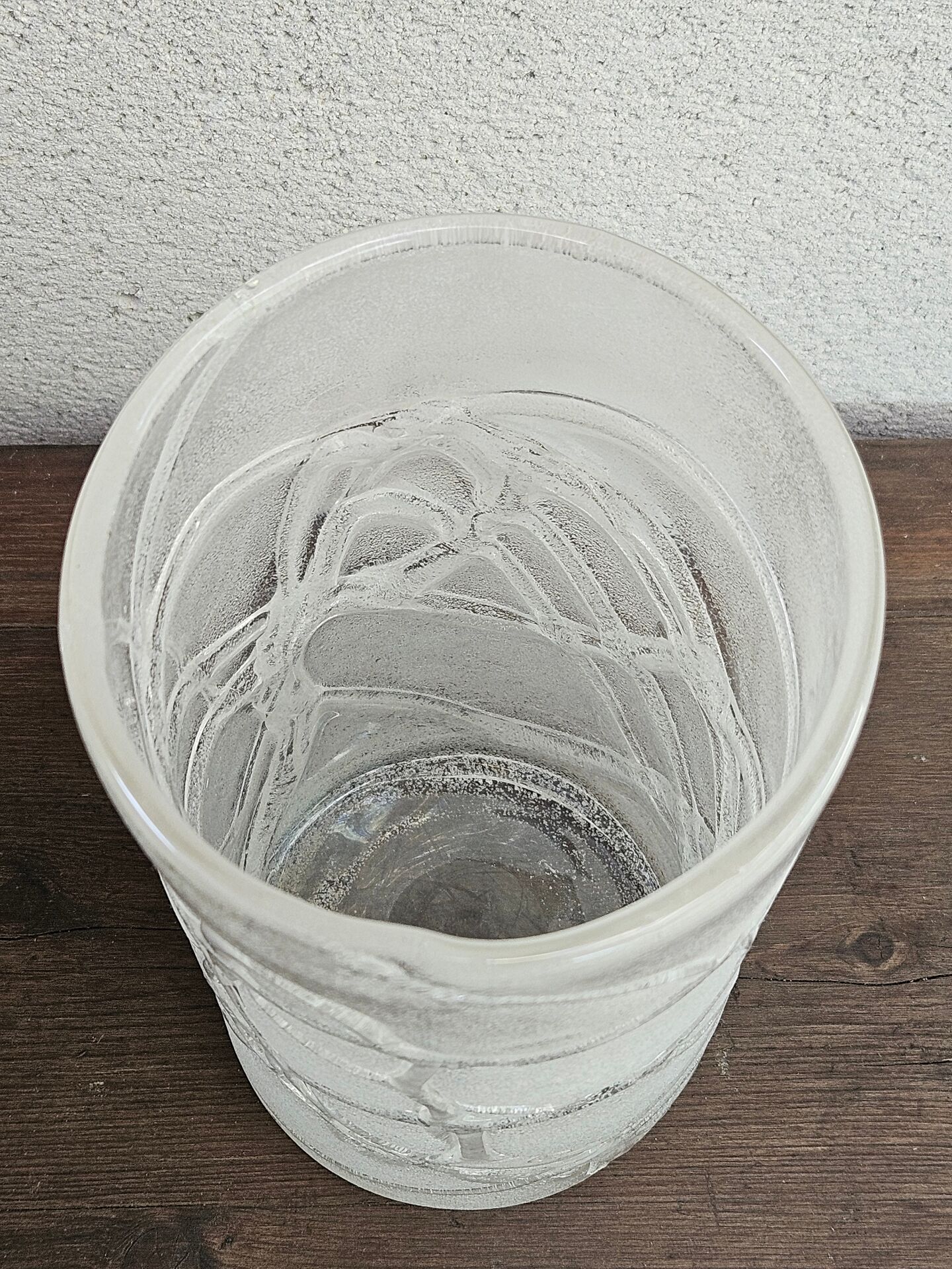 Vintage ice effect blown glass vase