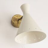 Set of three Italian wall lights in brass and lacquered iron, 1950s design