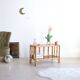 Vintage rectangular side coffee table in wood and rattan with magazine rack