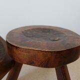 Pair of solid oak stools 1960