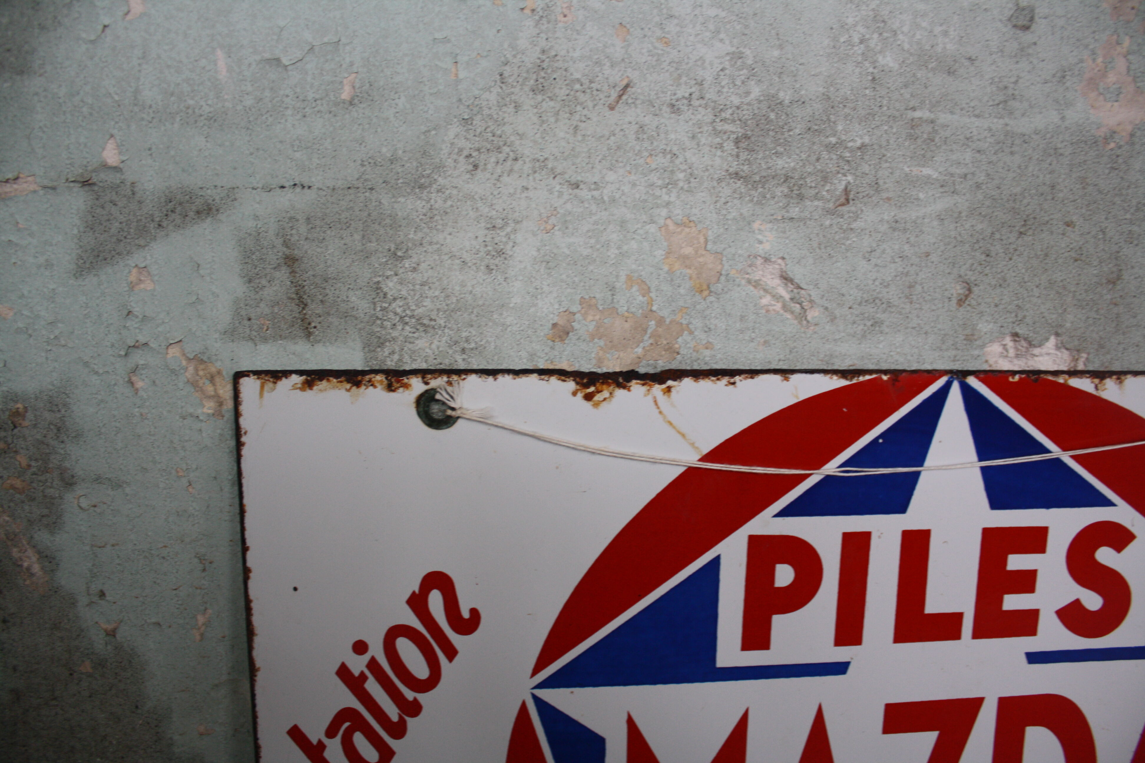 Double-sided enamel plate Piles Mazda Station service