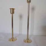 Duo of minimalist gold-plated candle holders