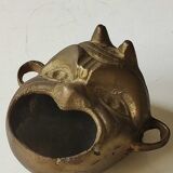 Ashtray/empty pocket devil's satyric head/diablotin, in bronze with golden patina. signed medina iran