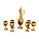 Murano glass decanter set with six wine glasses 24K Gold Leaf – Blue.