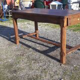 Country farm table xixth in chene, 2 drawers